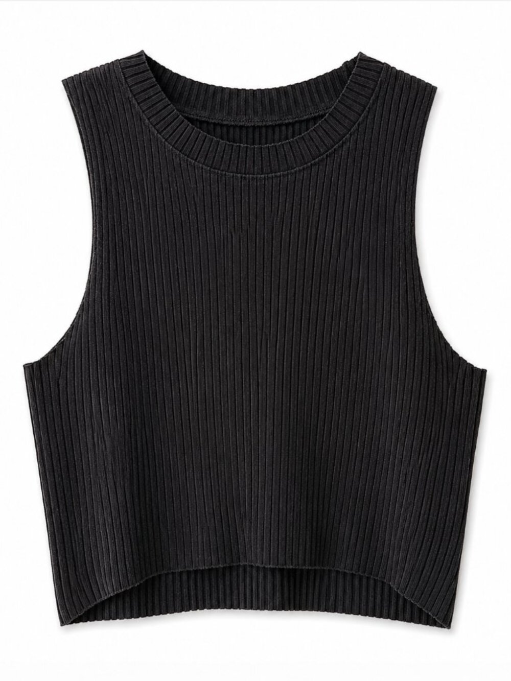 Aerie Ribbed Knit Mock Neck Tank Black Sleeveless Stretch Top Small